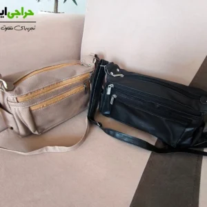 جزئیات سه زیپ و دو جیب کناری کیف دوشی اسپرت زنانه